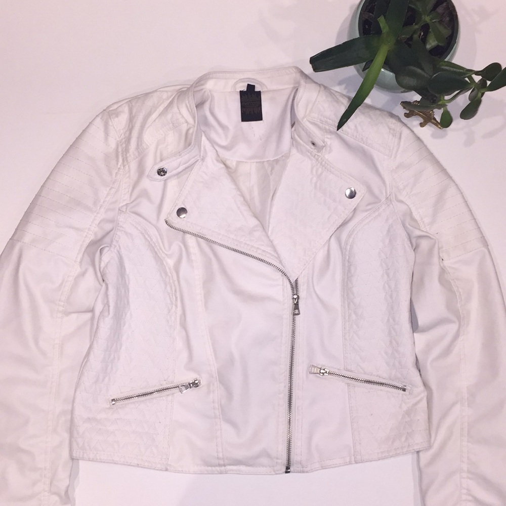 Woman White Biker Jacket